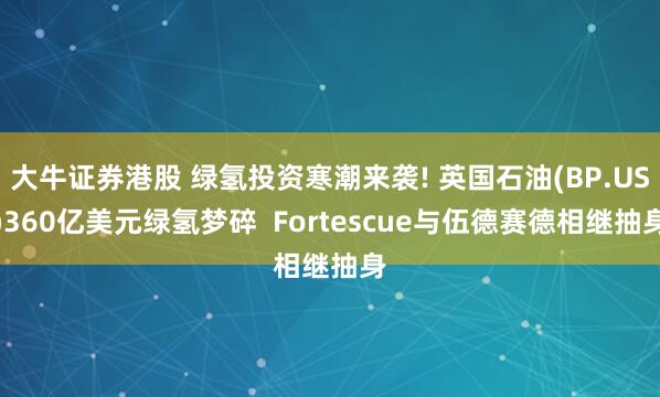大牛证券港股 绿氢投资寒潮来袭! 英国石油(BP.US)360亿美元绿氢梦碎  Fortescue与伍德赛德相继抽身